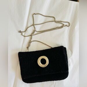 Sarah olive wool crossbody purse with Silver Chain